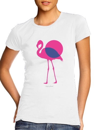  FlamingoPOP para T-shirt branco das mulheres