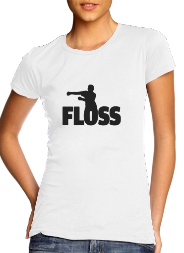  Floss Dance Football Celebration Fortnite para T-shirt branco das mulheres