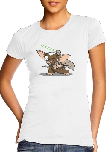  Gizmo x Yoda - Gremlins para T-shirt branco das mulheres