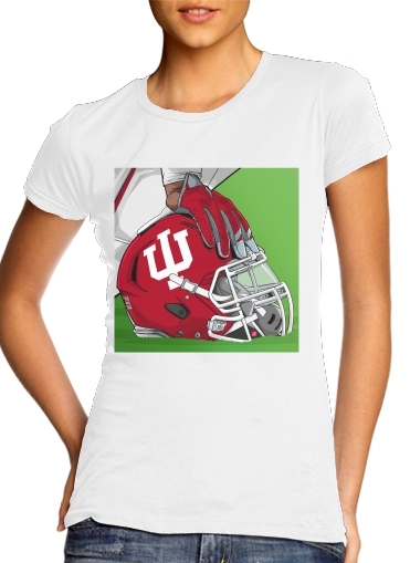  Indiana College Football para T-shirt branco das mulheres