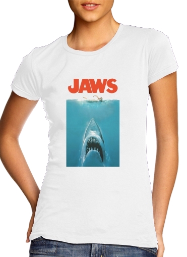  Jaws para T-shirt branco das mulheres