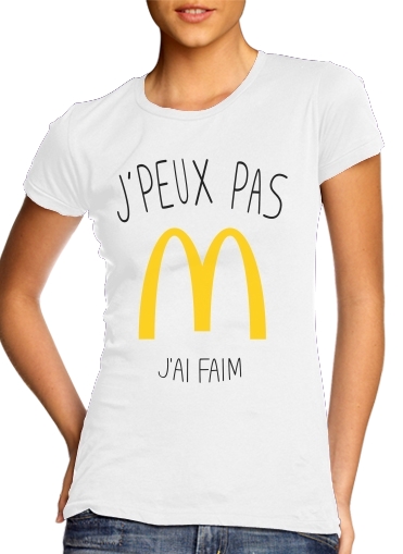  Je peux pas jai faim McDonalds para T-shirt branco das mulheres