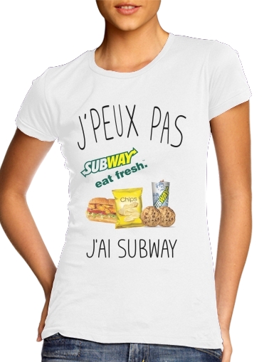  Je peux pas jai subway para T-shirt branco das mulheres