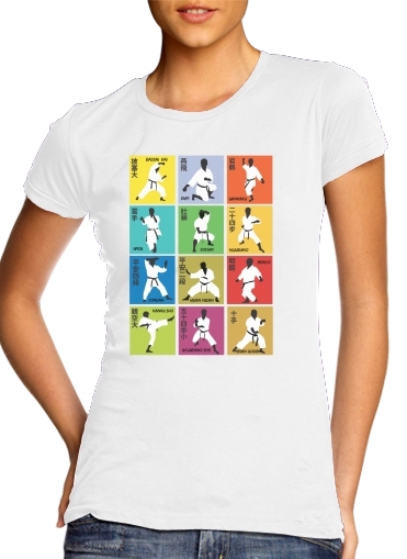 Karate techniques para T-shirt branco das mulheres