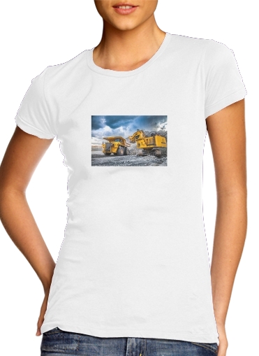  komatsu construction para T-shirt branco das mulheres