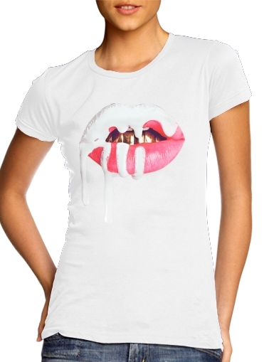  Kylie Jenner para T-shirt branco das mulheres