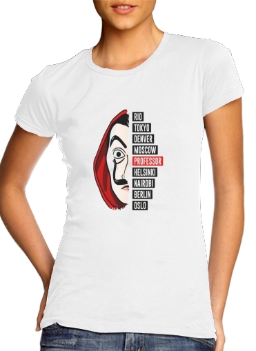  La casa de papel Dali para T-shirt branco das mulheres