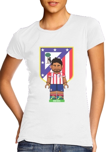  Lego Football: Atletico de Madrid - Diego Costa para T-shirt branco das mulheres