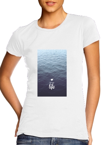  lifebeach para T-shirt branco das mulheres