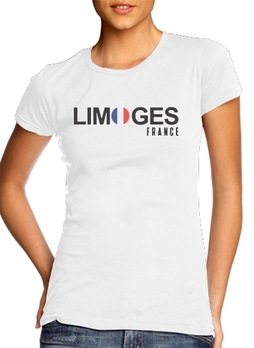  Limoges France para T-shirt branco das mulheres