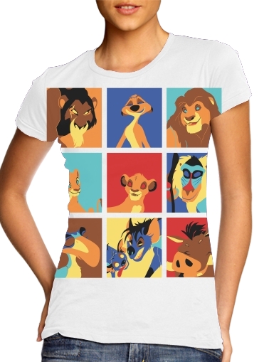  Lion pop para T-shirt branco das mulheres