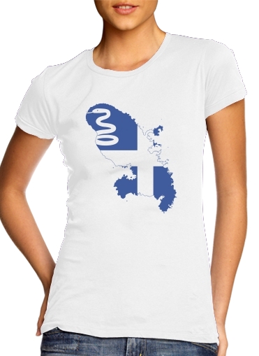  Martinique Flag para T-shirt branco das mulheres