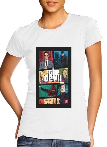  Mashup GTA The Devil para T-shirt branco das mulheres