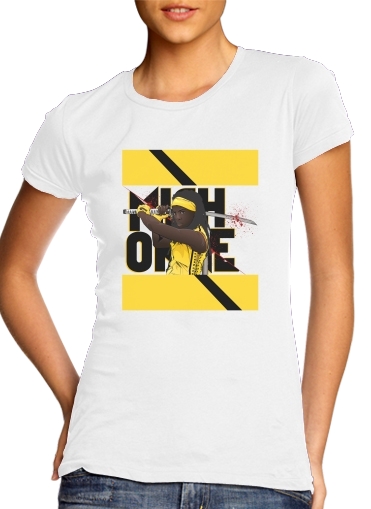  Michonne - The Walking Dead mashup Kill Bill para T-shirt branco das mulheres