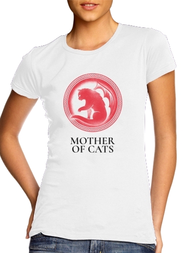  Mother of cats para T-shirt branco das mulheres