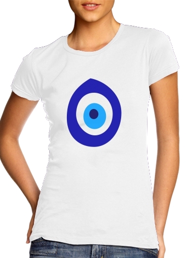  nazar boncuk eyes para T-shirt branco das mulheres
