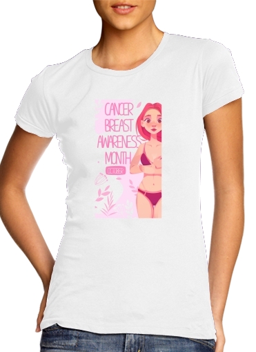  October breast cancer awareness month para T-shirt branco das mulheres