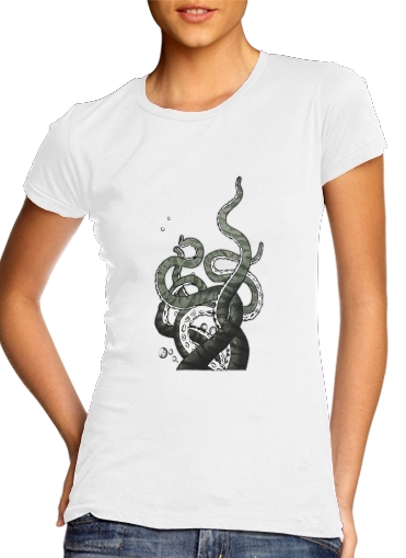  Octopus Tentacles para T-shirt branco das mulheres
