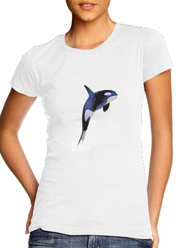  Orca Whale para T-shirt branco das mulheres