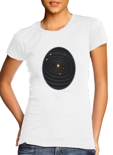 Our Solar System para T-shirt branco das mulheres
