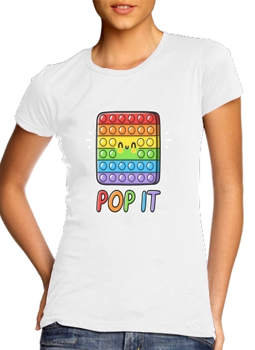  Pop It Funny cute para T-shirt branco das mulheres