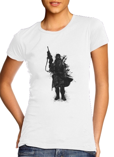  Post Apocalyptic Warrior para T-shirt branco das mulheres