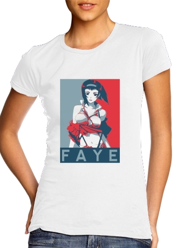  Propaganda Faye CowBoy para T-shirt branco das mulheres
