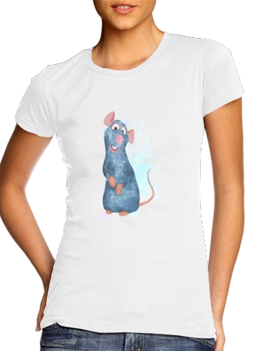  Ratatouille Watercolor para T-shirt branco das mulheres