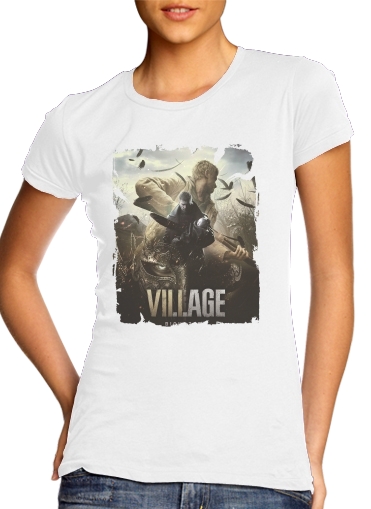  Resident Evil Village Horror para T-shirt branco das mulheres