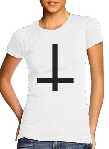  Reverse Cross para T-shirt branco das mulheres