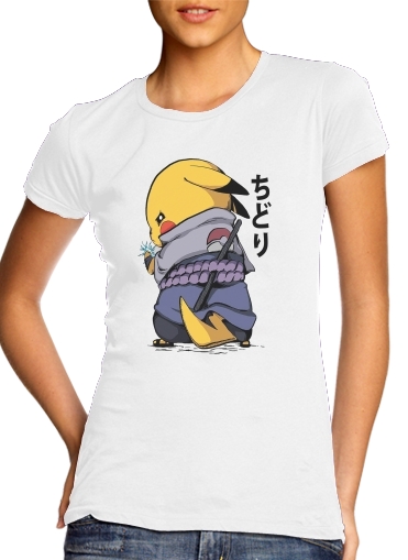  Sasuke x Pikachu para T-shirt branco das mulheres
