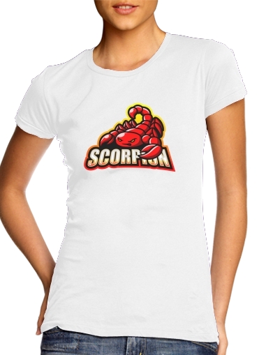  Scorpion esport para T-shirt branco das mulheres