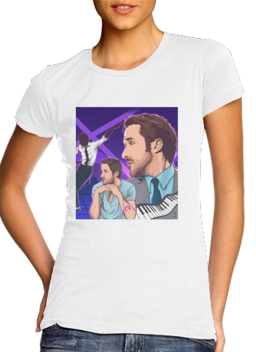  Sebastian La La Land  para T-shirt branco das mulheres