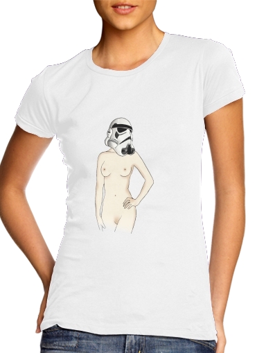  Sexy Stormtrooper para T-shirt branco das mulheres