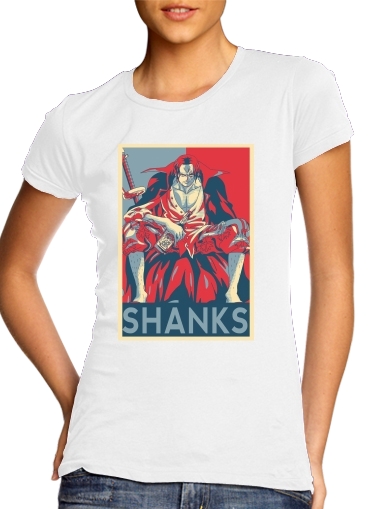  Shanks Propaganda para T-shirt branco das mulheres