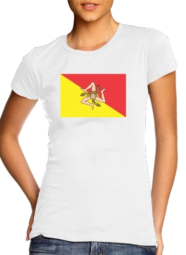  Sicile Flag para T-shirt branco das mulheres