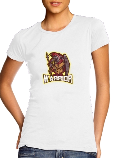  Spartan Greece Warrior para T-shirt branco das mulheres