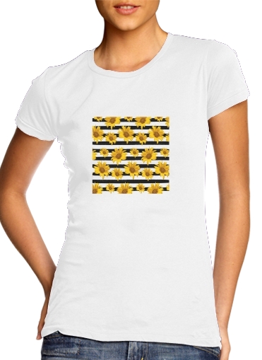  Sunflower Name para T-shirt branco das mulheres