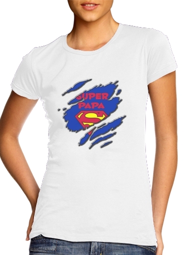  Super PAPA para T-shirt branco das mulheres