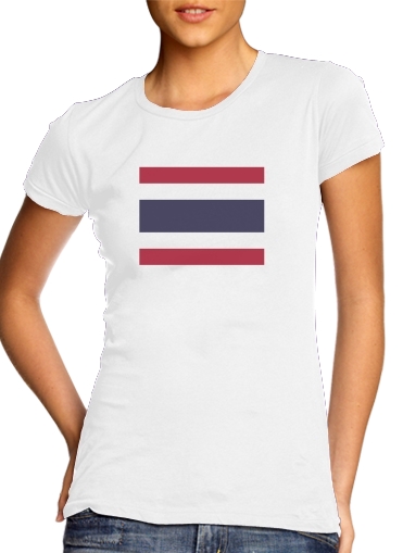  Tailande Flag para T-shirt branco das mulheres