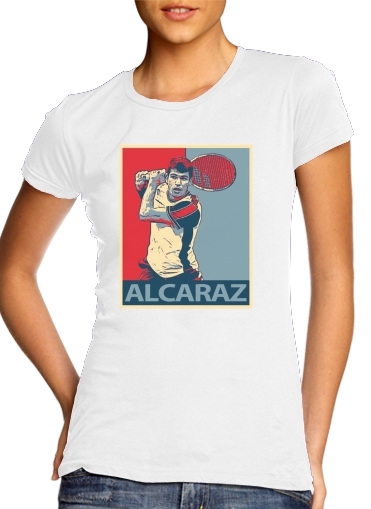  Team Alcaraz para T-shirt branco das mulheres