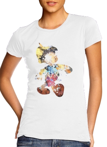  The Blue Fairy pinocchio para T-shirt branco das mulheres