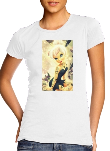  Tinker Bell para T-shirt branco das mulheres