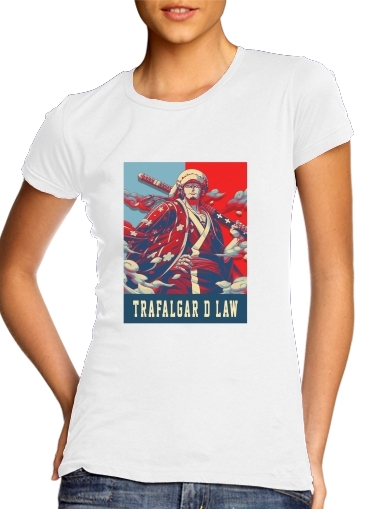  Trafalgar D Law Pop Art para T-shirt branco das mulheres