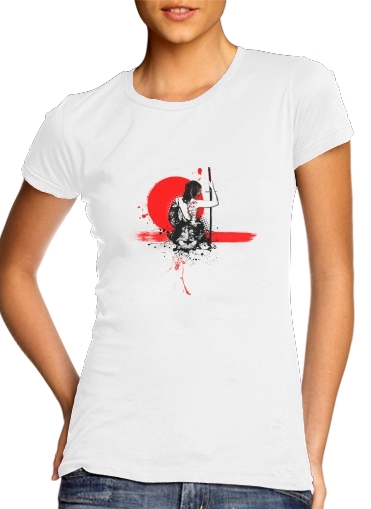  Trash Polka - Female Samurai para T-shirt branco das mulheres