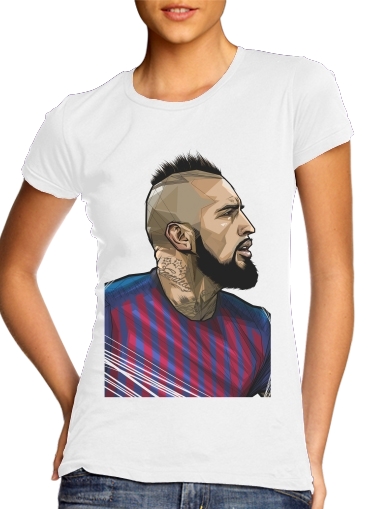  Vidal Chilean Midfielder para T-shirt branco das mulheres