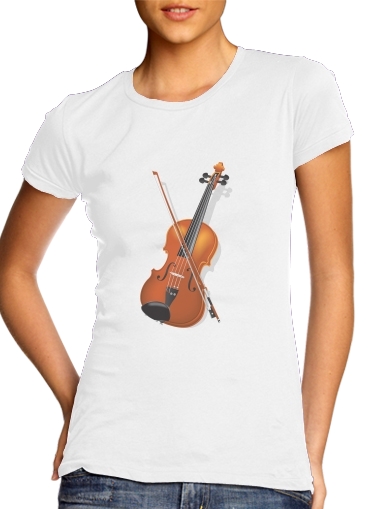  Violin Virtuose para T-shirt branco das mulheres