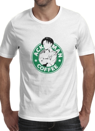 Ackerman Coffee para Manga curta T-shirt homem em torno do pescoço