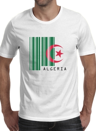  Algeria Code barre para Manga curta T-shirt homem em torno do pescoço
