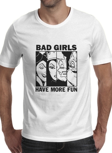 Bad girls have more fun para Manga curta T-shirt homem em torno do pescoço
